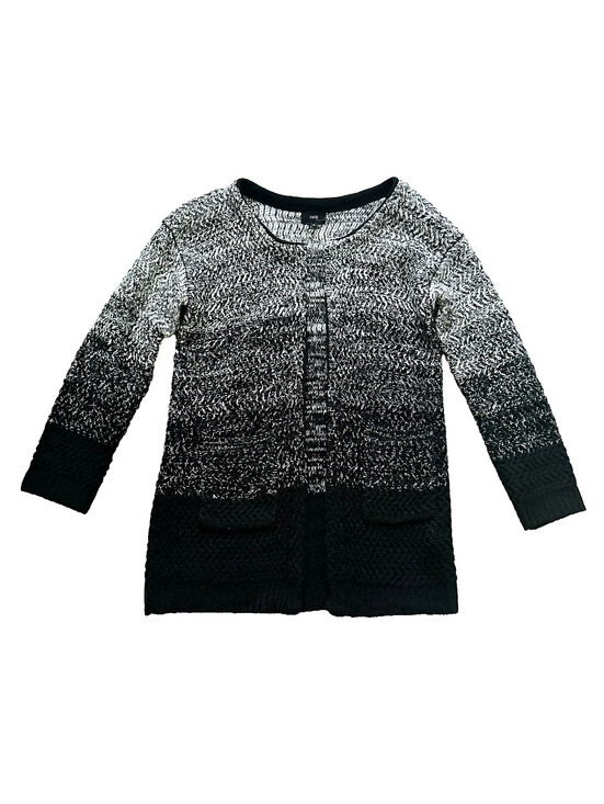 Fate Sweaters - NWT Fate Black White Ombre Cameron Knit Open-Front Cardigan Sweater Long Slv S